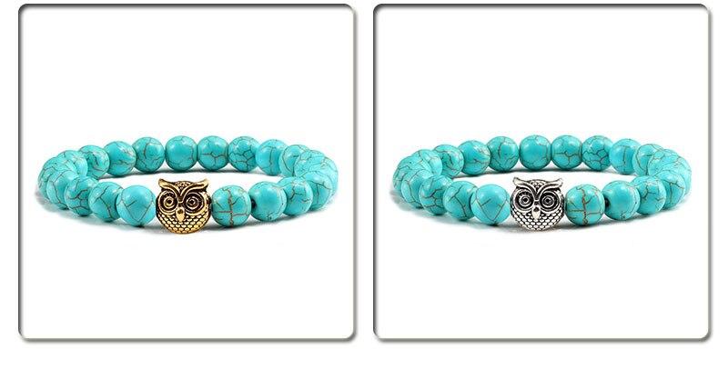 Sliver Owl Turquoises Bracelet-Bracelet-Rossny