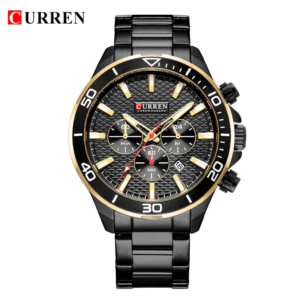 Mens Watches  Luxury  Quartz Stainless Steel Wristwatch YSYH Chronograph and Date