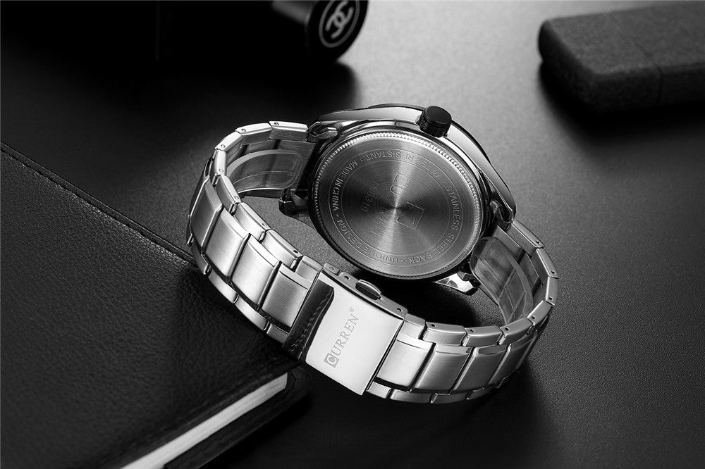YSYH Watches Mens Stainless Steel Quartz Wristwatch With Calendar Casual Male Clock 30M Waterproof
