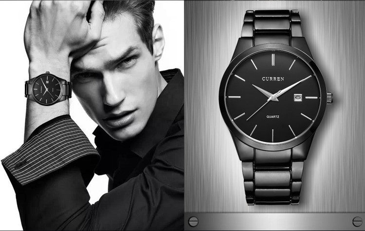 YSYH Luxury Classic  Men Watches Display Date Quartz-watch Male Wristwatch Full Steel Clock