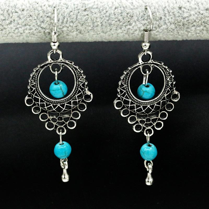 Water Drop Hollow Turquoise Earrings-Earrings-Rossny