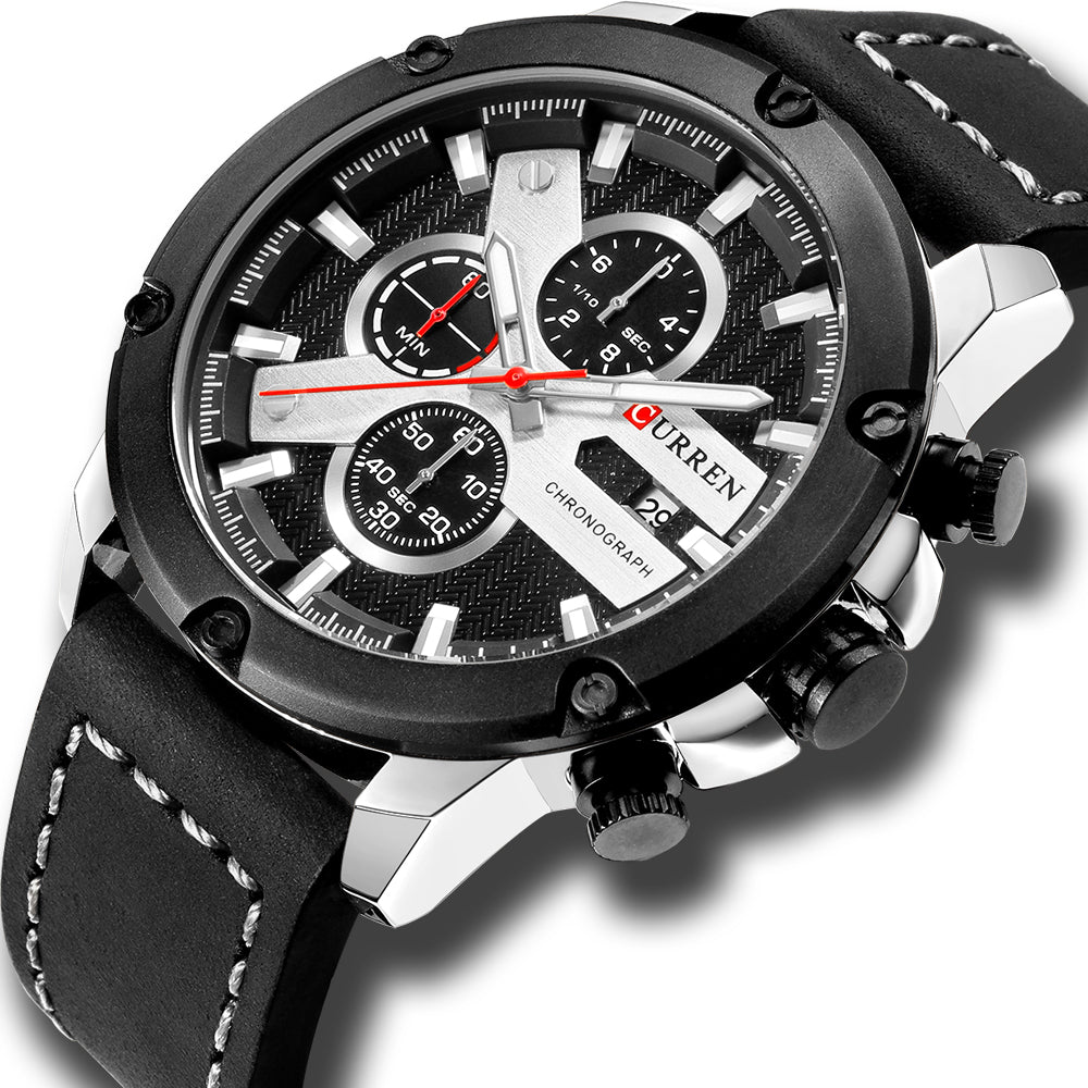 YSYH Luxury Men Multifunction Watch  Leather Quartz Wistwatches With Gifts For Men