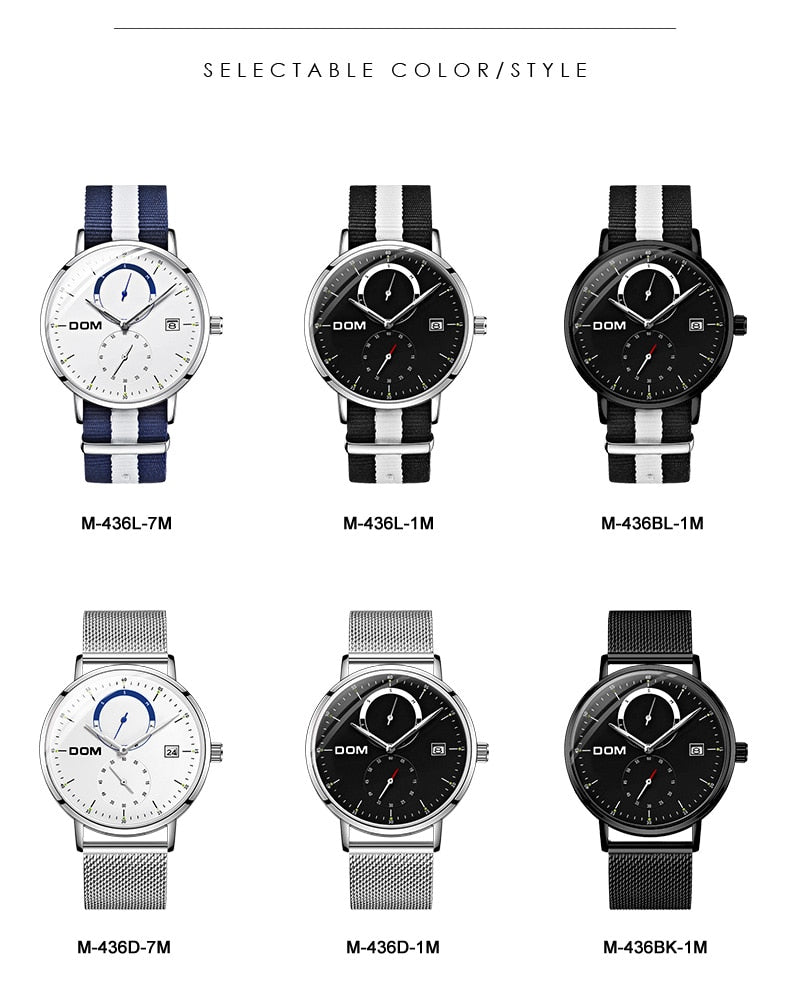 YSYH Simple style men's quartz watch fashion casual waterproof watch