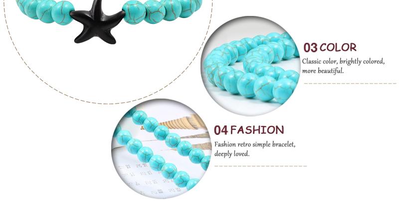 Starfish Turquoises Beaded Bangles Bracelets-Bracelet-Rossny