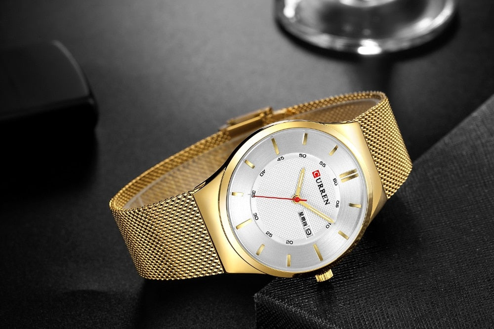 Men Simple Watch  Man Fashion Brand YSYH Casual Business Quartz Wristwatch With Week and Date Steel Mesh Relojes Hombre