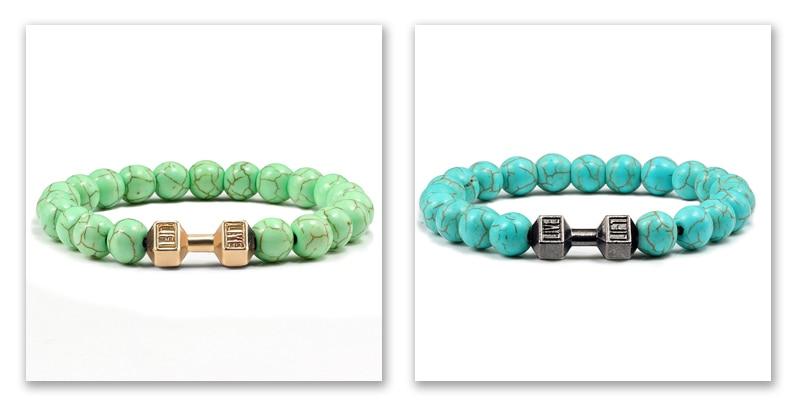 Turquoises Green Blue Beads Dumbbell Bracelets-Bracelet-Rossny