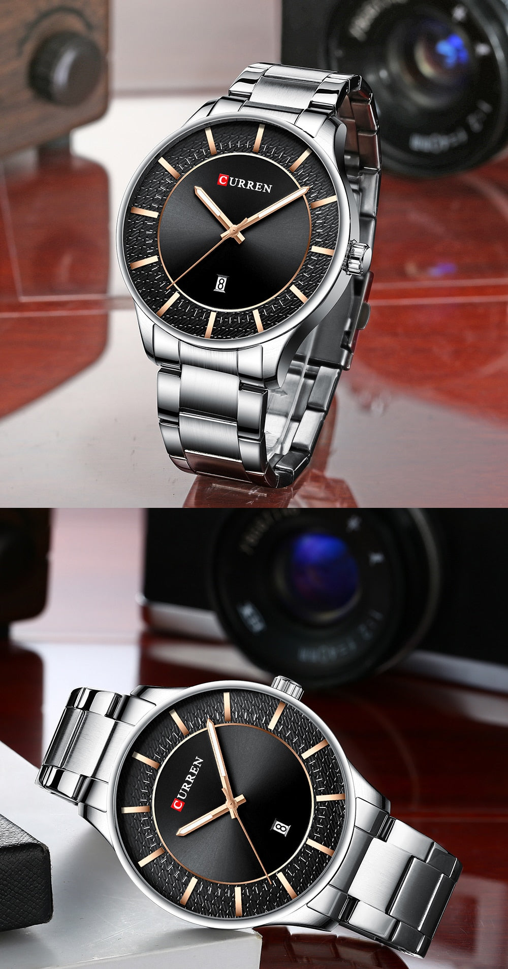 YSYH Luxury Gold Quartz Watches Men Stainless Steel Strap Wristwatch  Auto Date Clock Male Classic Watch