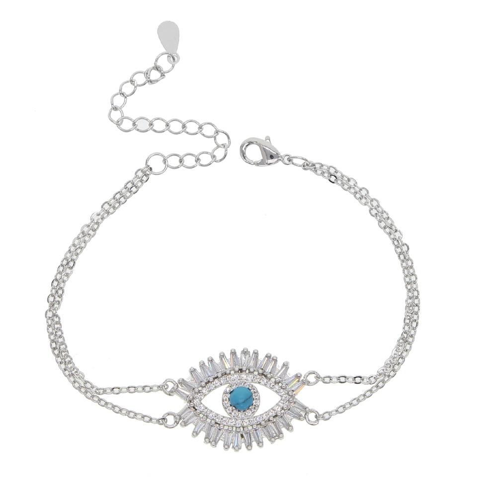 Baguette cubic zirconia CZ eye bracelet-Bracelet-Rossny