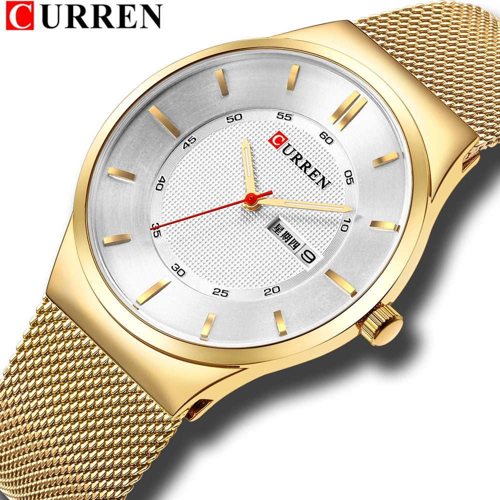 Men Simple Watch  Man Fashion Brand YSYH Casual Business Quartz Wristwatch With Week and Date Steel Mesh Relojes Hombre