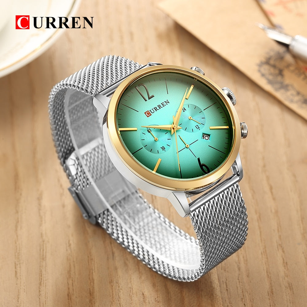 YSYH Mens Sport Watches Creative Design Chronograph Quartz Wristwatch Steel Band Date Clock