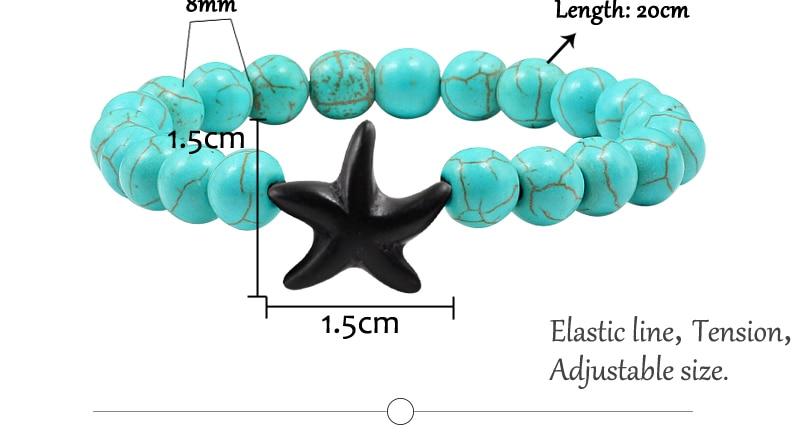 Starfish Turquoises Beaded Bangles Bracelets-Bracelet-Rossny