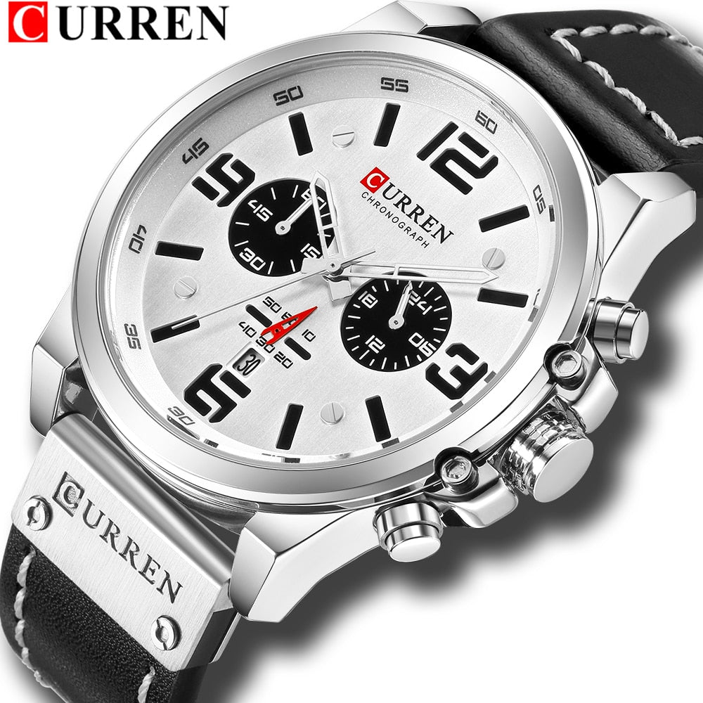 YSYH Men Watch Luxury Mens Quartz Wristwatches Male Leather Military Date Sport Watches