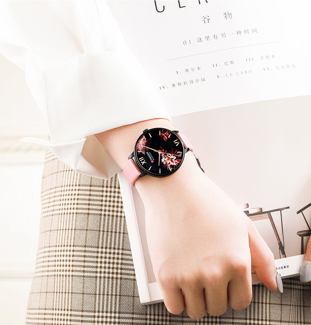 YSYH White Leather Watch for Women Watches Fashion Flower Quartz Wristwatch Female Clock Reloj Mujer Charms Ladies Gift