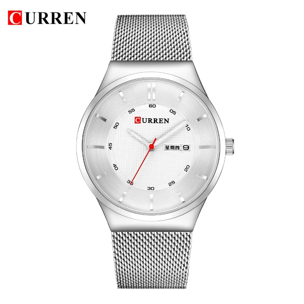 Men Simple Watch  Man Fashion Brand YSYH Casual Business Quartz Wristwatch With Week and Date Steel Mesh Relojes Hombre