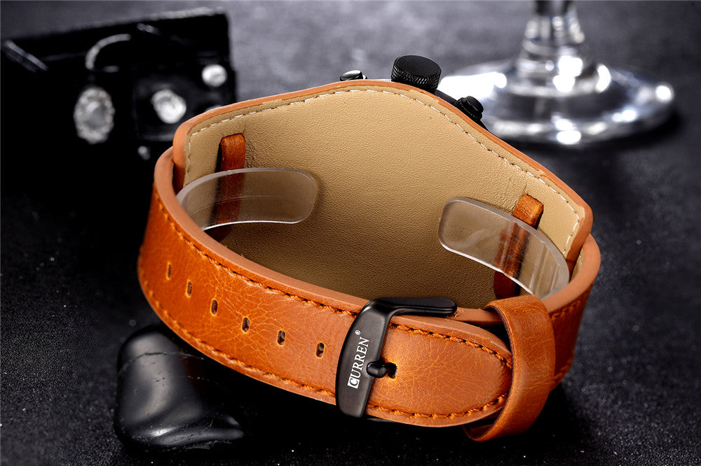 YSYH Casual Quartz Analog Military Sports Wristwatch Leather Strap Male Clock