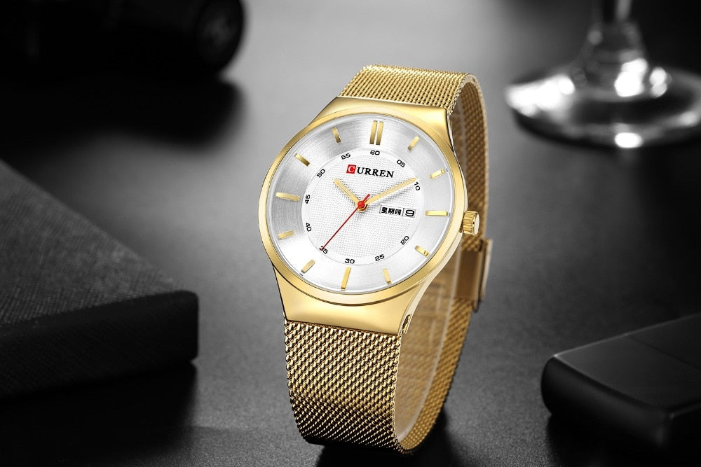 Men Simple Watch  Man Fashion Brand YSYH Casual Business Quartz Wristwatch With Week and Date Steel Mesh Relojes Hombre