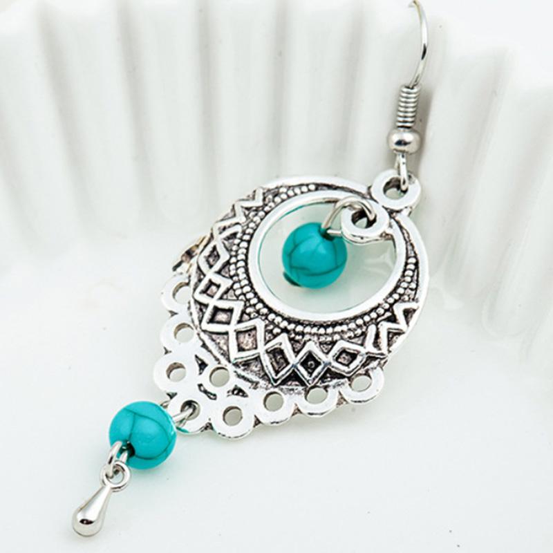 Water Drop Hollow Turquoise Earrings-Earrings-Rossny