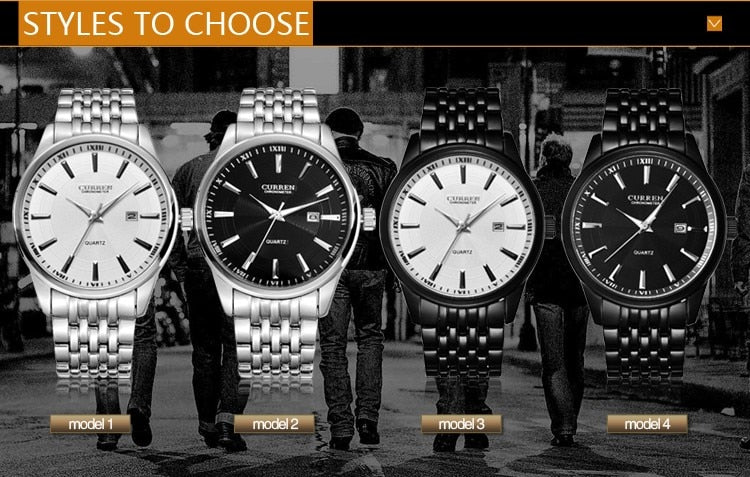 YSYH New Watches Fashion Simple style Calendar Casual Business Men Wristwatch Full Steel Quartz Male Clock Waterproof Watch
