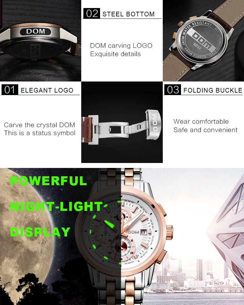 YSYH High quality Movement Men's Sports Waterproof Watch Stopwatch countdown Calendar Multi-function Casual Quartz Wristwatch