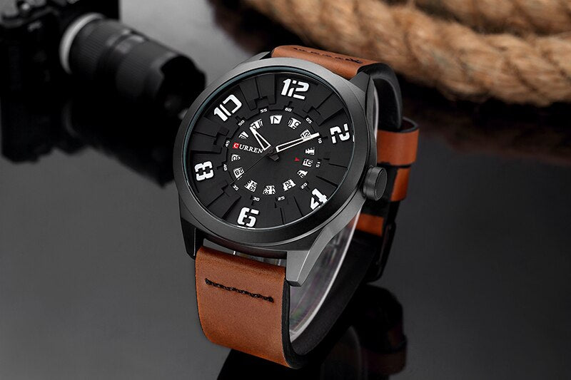 YSYH Luxury Brand Sports Wristwatch Display Date Men's Quartz Watch Leather Strap Waterproof Male Clock