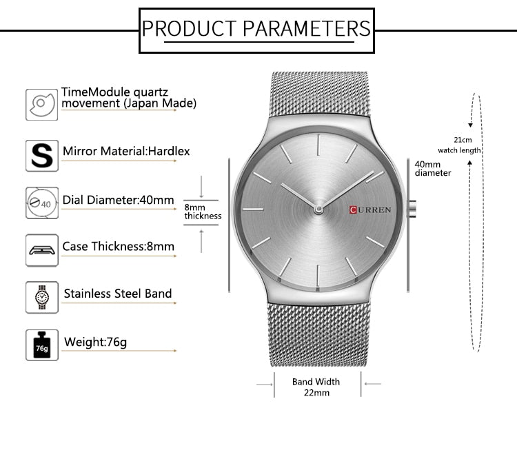 YSYH Fashion Business Men Watches Ultra-thin Male Clock Analog Quartz Sports Steel Waterproof Wristwatch