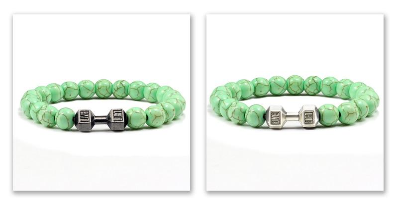 Turquoises Green Blue Beads Dumbbell Bracelets-Bracelet-Rossny