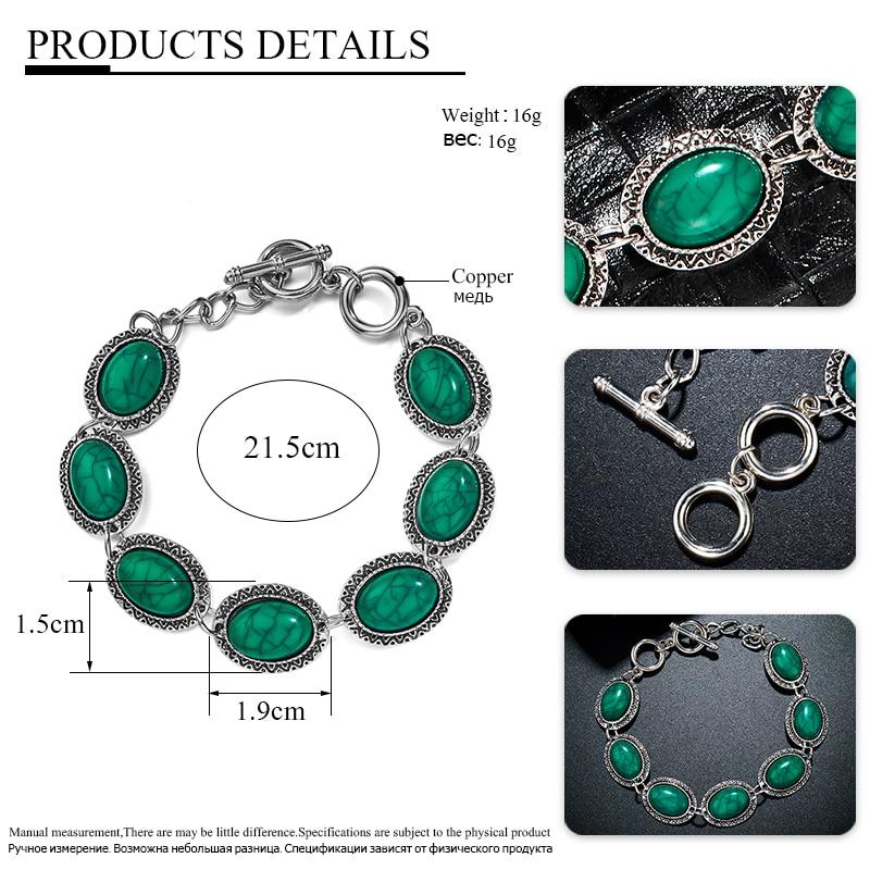 Silver Green Turquoise Charms Beads Bracelets-Bracelet-Rossny