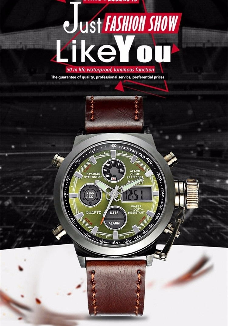 YSYH Wrangler Series Men's Watch 50 Meter Dive Leather Strap Military Watch Men's Waterproof Sports Quartz Alarm Clock  New