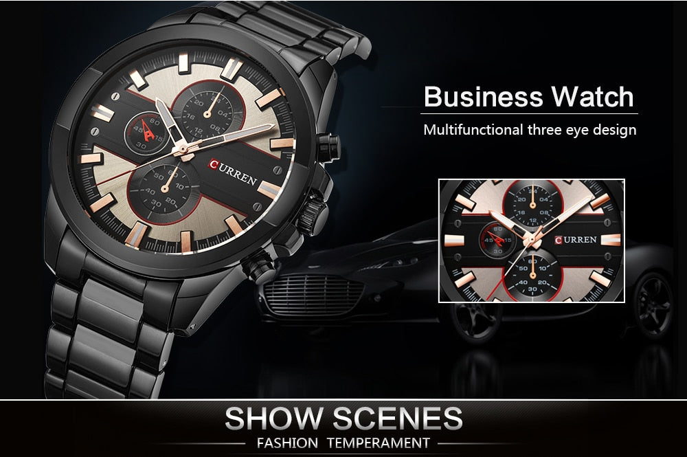 YSYH Luxury Casual Men Watches Military Quartz Male Wristwatch Stainless Steel Waterproof   Montre Homme