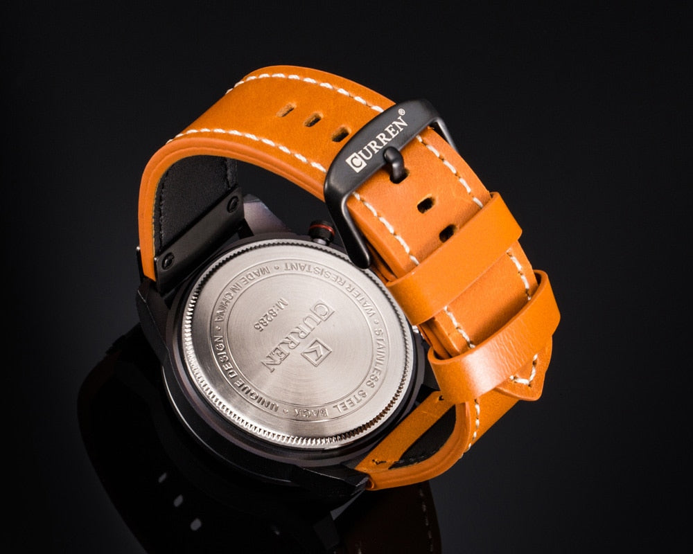 YSYH   Men Watch  Casual Chronograph Quartz Wristwatch Leather Strap Date Male Clock
