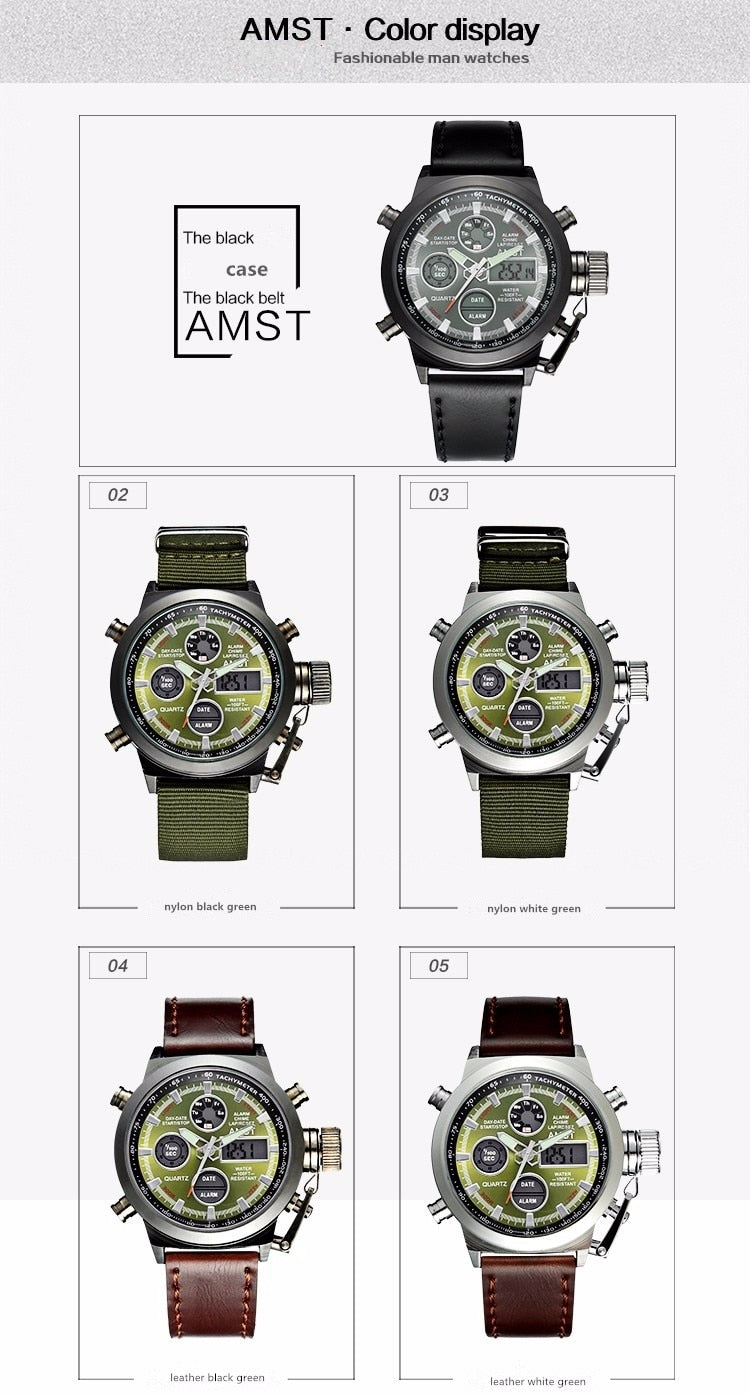 YSYH Wrangler Series Men's Watch 50 Meter Dive Leather Strap Military Watch Men's Waterproof Sports Quartz Alarm Clock  New