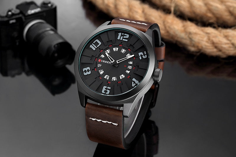 YSYH Luxury Brand Sports Wristwatch Display Date Men's Quartz Watch Leather Strap Waterproof Male Clock