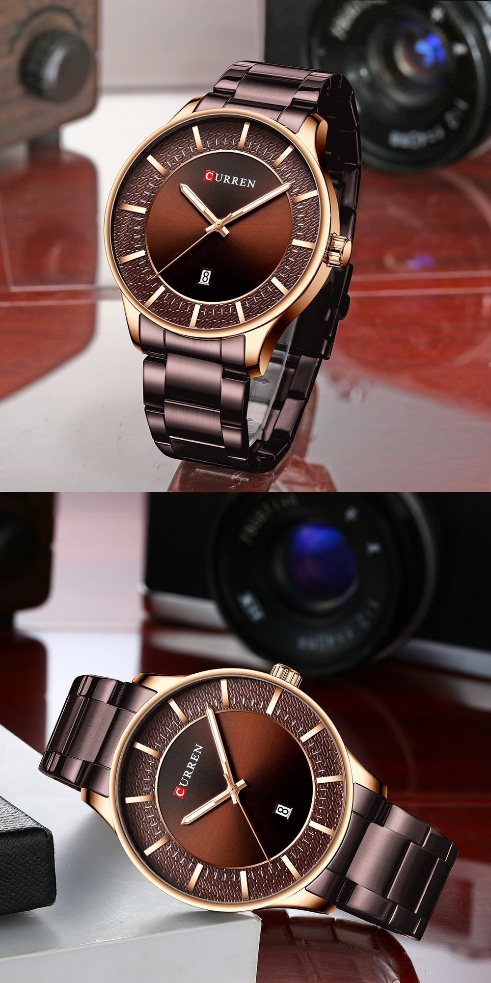 YSYH Luxury Gold Quartz Watches Men Stainless Steel Strap Wristwatch  Auto Date Clock Male Classic Watch