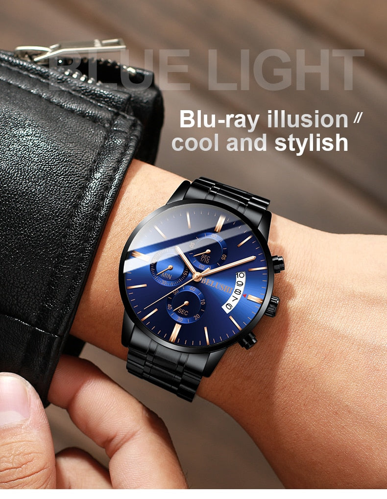 Men's watch luxury brand BELUSHI high-end man business casual watches male waterproof sports quartz wristwatch relogio masculino