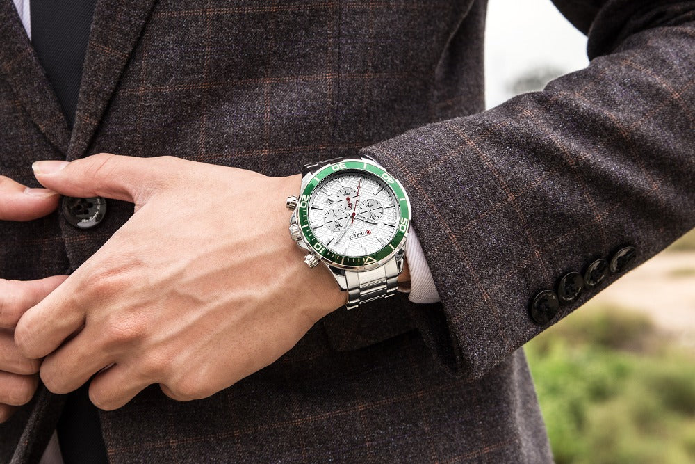 Mens Watches  Luxury  Quartz Stainless Steel Wristwatch YSYH Chronograph and Date