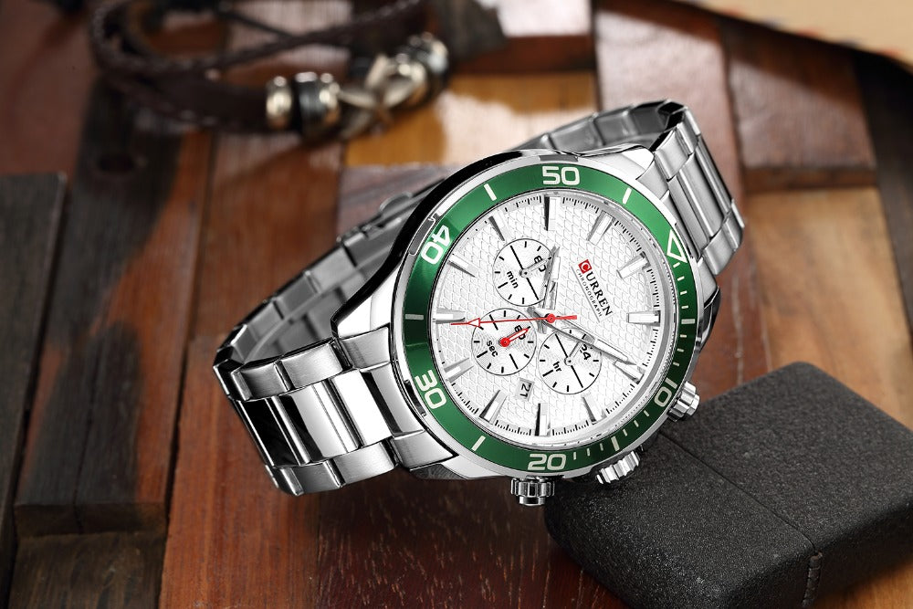 Mens Watches  Luxury  Quartz Stainless Steel Wristwatch YSYH Chronograph and Date