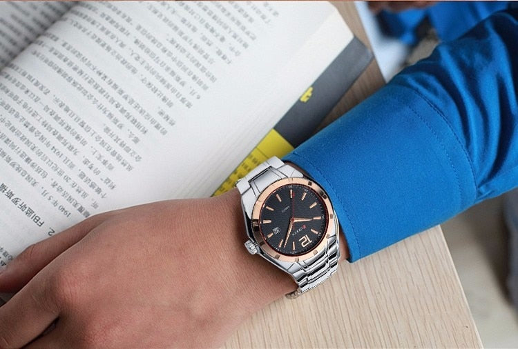 YSYH &Casual Date Men Watches Steel Band Quartz Waterproof Wristwatches erkek kol saat