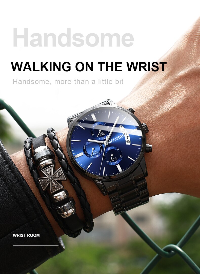 Men's watch luxury brand BELUSHI high-end man business casual watches male waterproof sports quartz wristwatch relogio masculino