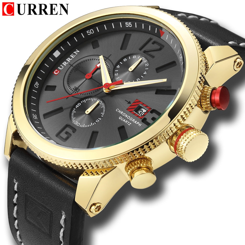 Watch Brand  Leather Quartz Wristwatch For Man  YSYH  Men's Water Resistant