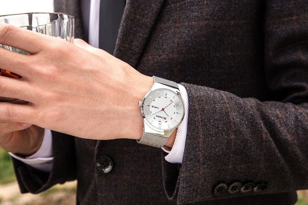 Men Simple Watch  Man Fashion Brand YSYH Casual Business Quartz Wristwatch With Week and Date Steel Mesh Relojes Hombre