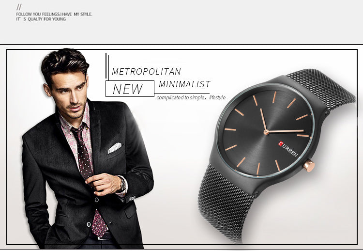 YSYH Fashion Business Men Watches Ultra-thin Male Clock Analog Quartz Sports Steel Waterproof Wristwatch