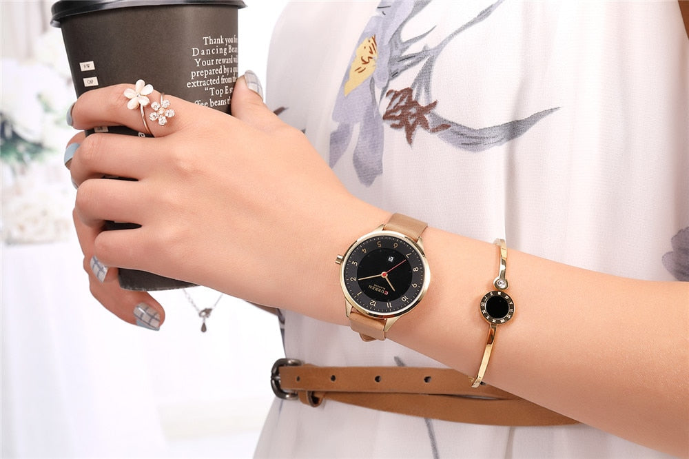 YSYH Date Quartz Women's Watch Ultra Thin Leather Ladies Dress Wristwatch Simple Digital Female Clock Reloj Mujer