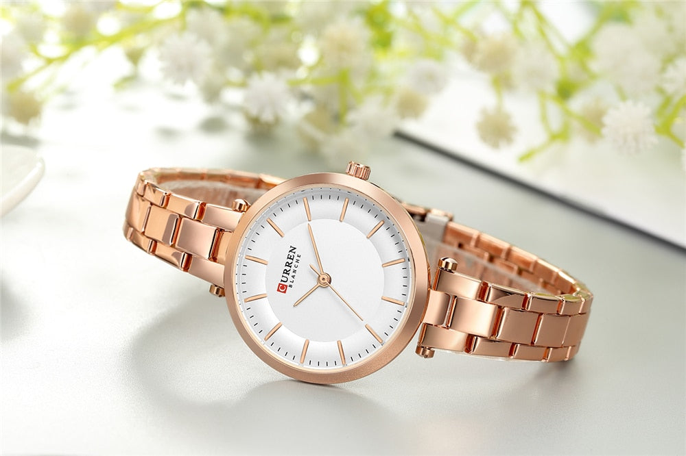 YSYH Luxury Brand Minimalist Quartz Watches Women Rose Gold Bracelet Watch Casual Slim Clock for Ladies Wristwatch with Steel