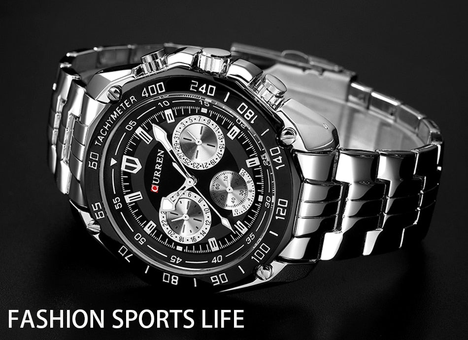 YSYH 8077 Full Stainless Steel Band Watches For Men Fashion Army Military Quartz Mens Watch Sport Wristwatch Male Clock Reloje