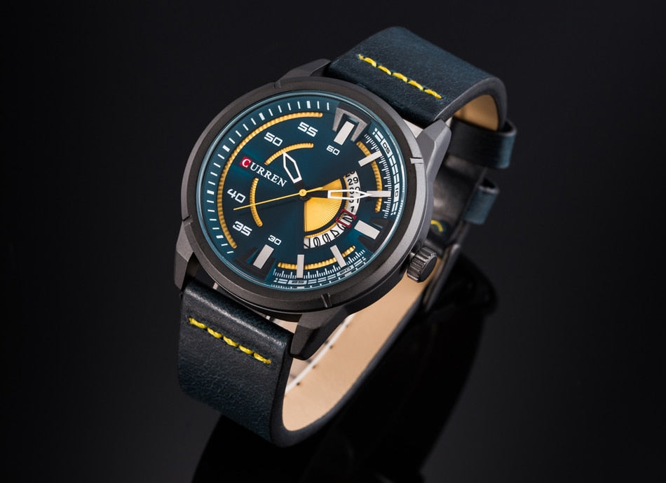 YSYH Creative Watches Casual Quartz Male Clock Display Date Leather Strap Men Wristwatch