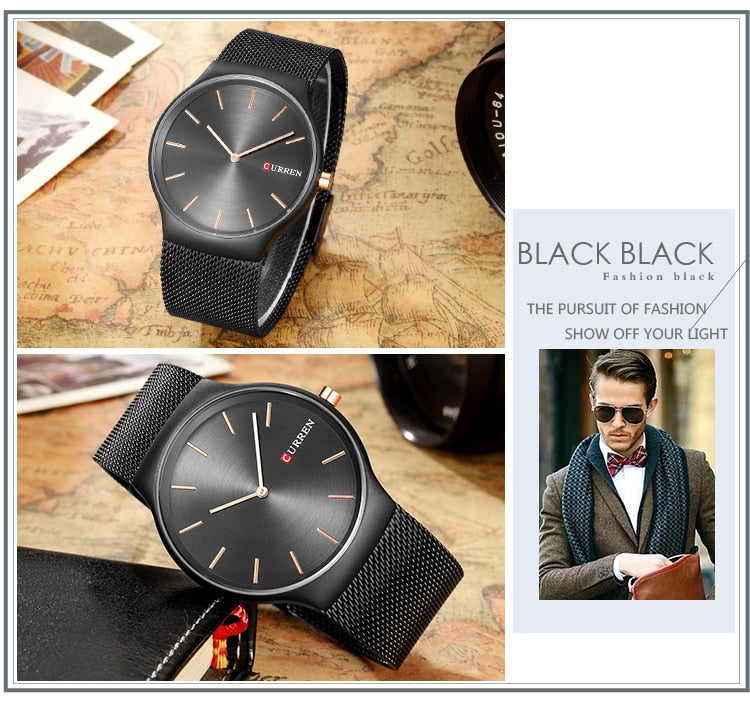 YSYH Fashion Business Men Watches Ultra-thin Male Clock Analog Quartz Sports Steel Waterproof Wristwatch