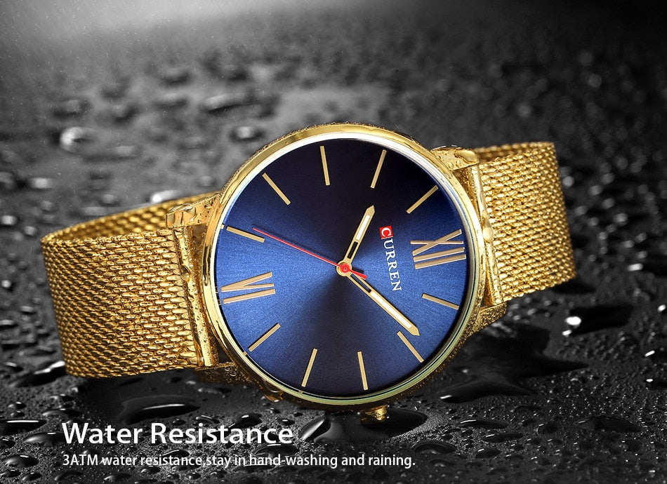 Golden Men Watch YSYH Quartz Watches Full Stainless Steel Band   Simple Wristwatch
