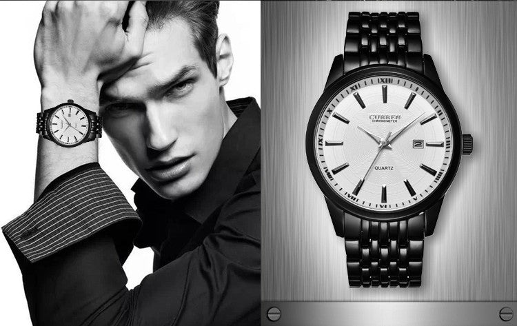 YSYH New Watches Fashion Simple style Calendar Casual Business Men Wristwatch Full Steel Quartz Male Clock Waterproof Watch