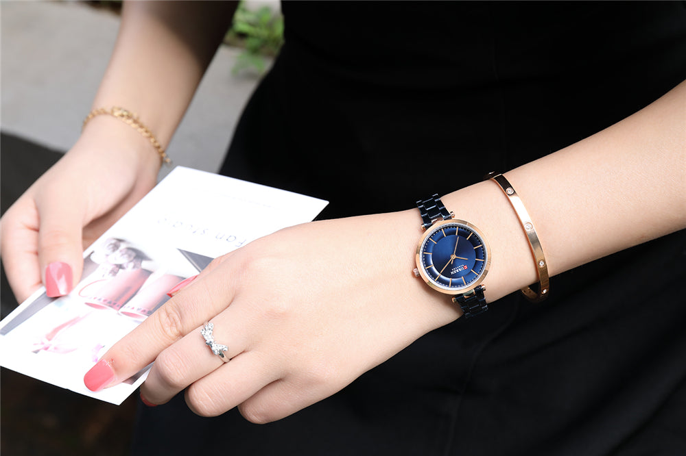 YSYH Luxury Brand Minimalist Quartz Watches Women Rose Gold Bracelet Watch Casual Slim Clock for Ladies Wristwatch with Steel