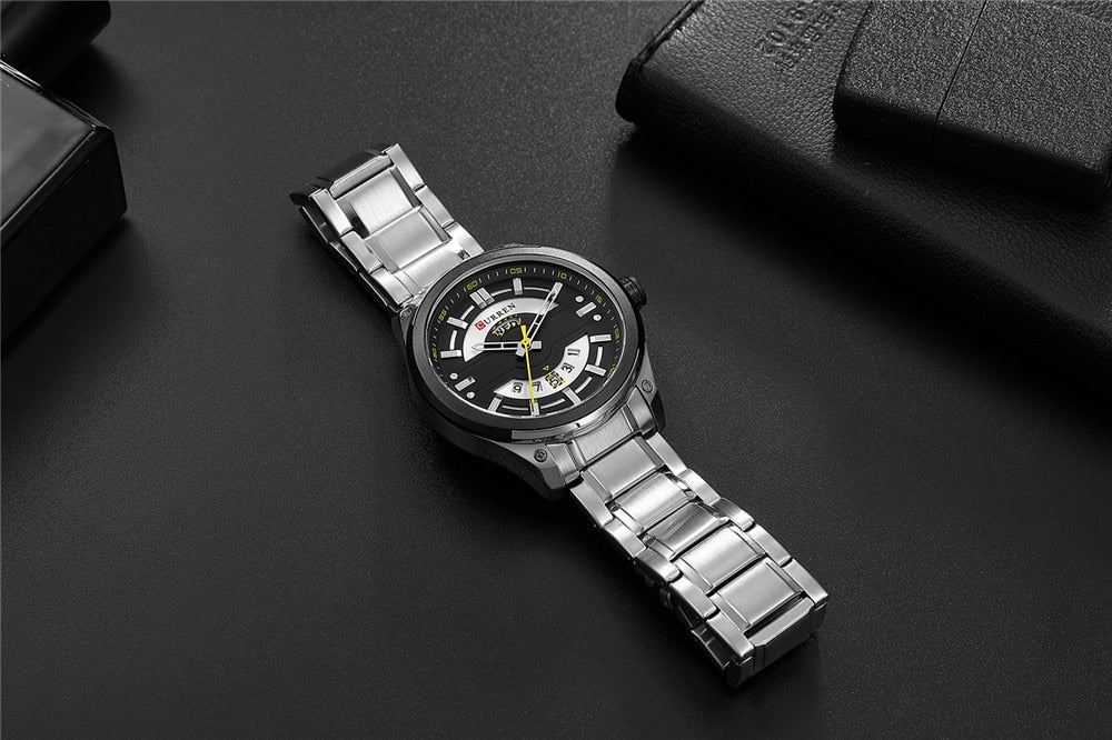 YSYH Watches Mens Stainless Steel Quartz Wristwatch With Calendar Casual Male Clock 30M Waterproof